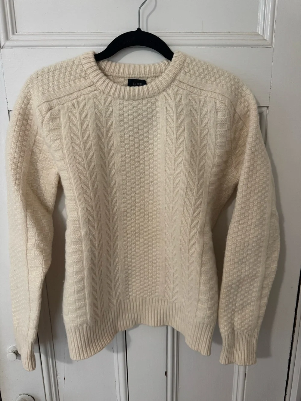 J. Crew Cream Wool Cable Knit Fisherman Sweater